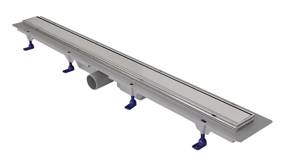 RIGOLA DE SCURGERE PENTRU DUS, RAMA DE OŢEL INOXIDABIL, grilă STANDARD/CUSTOM 1050 mm, Ø 50 mm