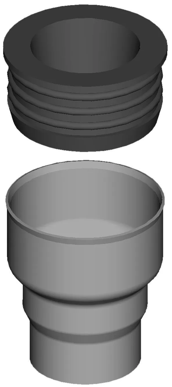 RACORD DOUA DIMENSIUNI MS, GARNITURĂ CAUCIUC, Ø 40/54 mm
